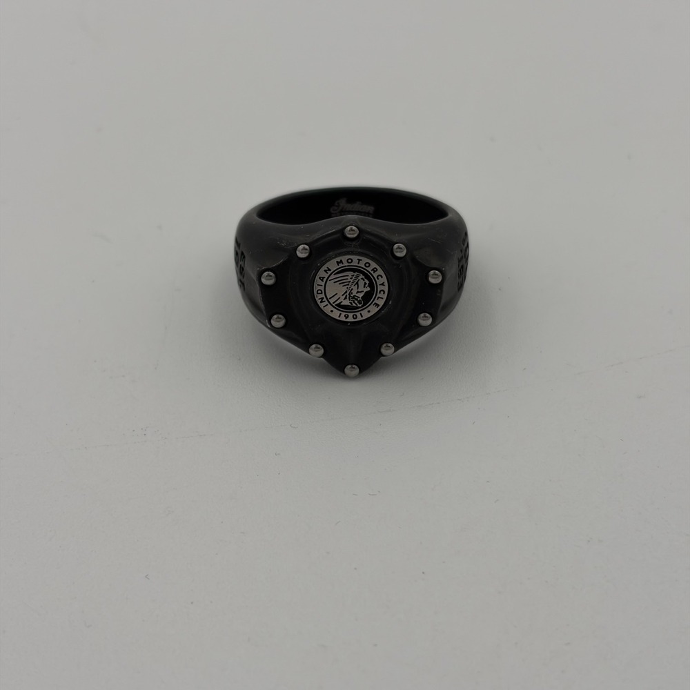 Indian Motorcycle Ring Gray Studded Classic Biker Size 15